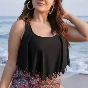 Bloomchic Laser Cut Swim Top 18-20/2X